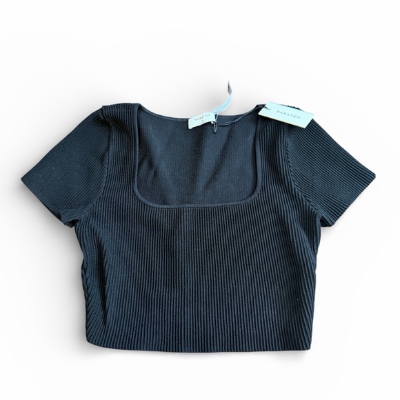 Babaton Square Neck Black Ribbed Shirt NWT - Picture 2 of 5